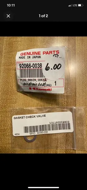 92066-0038 Kawasaki Oem Oil Drain Bolt And Washer For 2006-2015 Kx450f Only