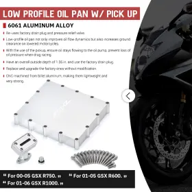Top-op03s-qy Pqy Billet Oil Pan With Pick Up Low Profile Suzuki Gsxr 600 750 1000 2001-2005