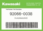 Kawasaki Genuine PLUG,DRAIN,10X22 92066-0038 New. Price: $8.66.